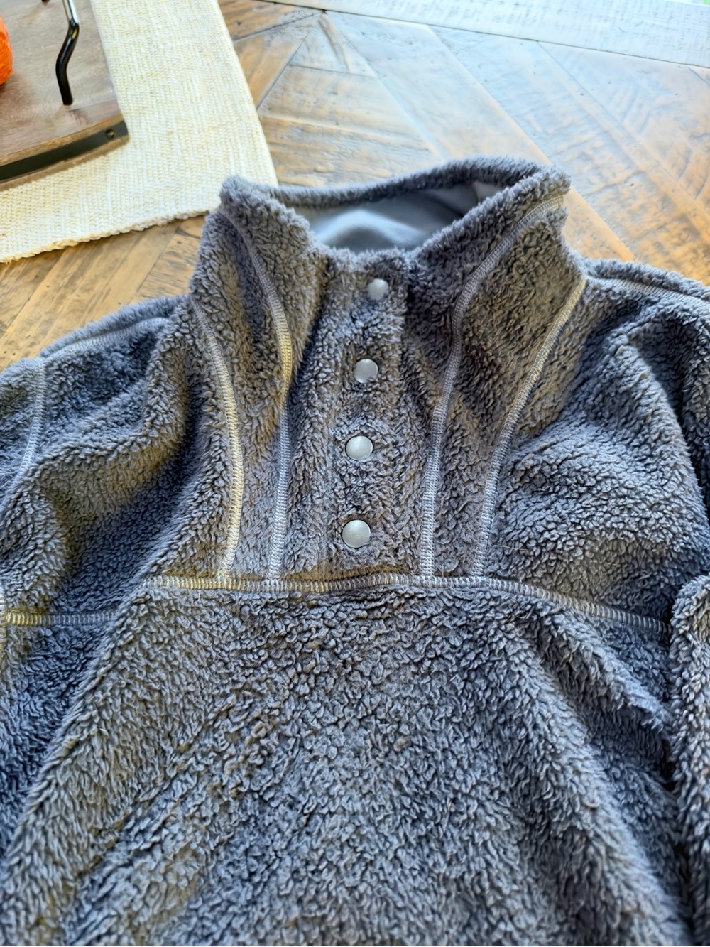 Kuhl Gray Plush Sherpa Snap-Neck Turtleneck Pullover